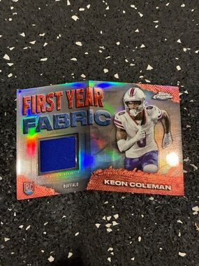 Topps Keon Coleman Rookie Fabric Card - Blue and White Design *actually worn*